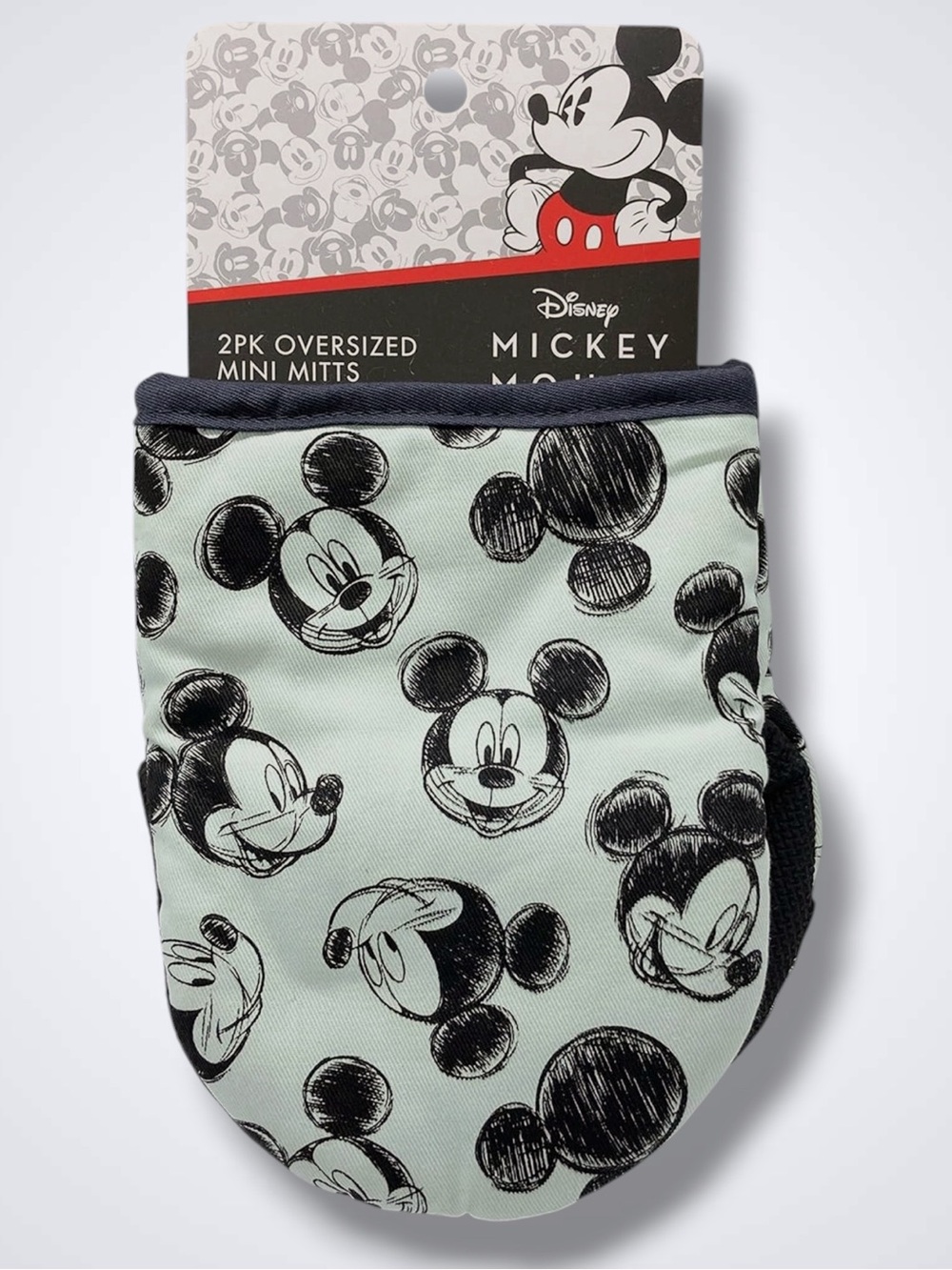 Disney Mickey Mouse Sketch Oven Mini Mitt 2 piece Set Green Black NEW